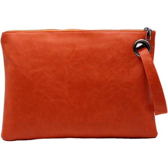 Womens Oversized Clutch Bag Large PU Leather Pouch Evening Handbags - Picture 1 of 4